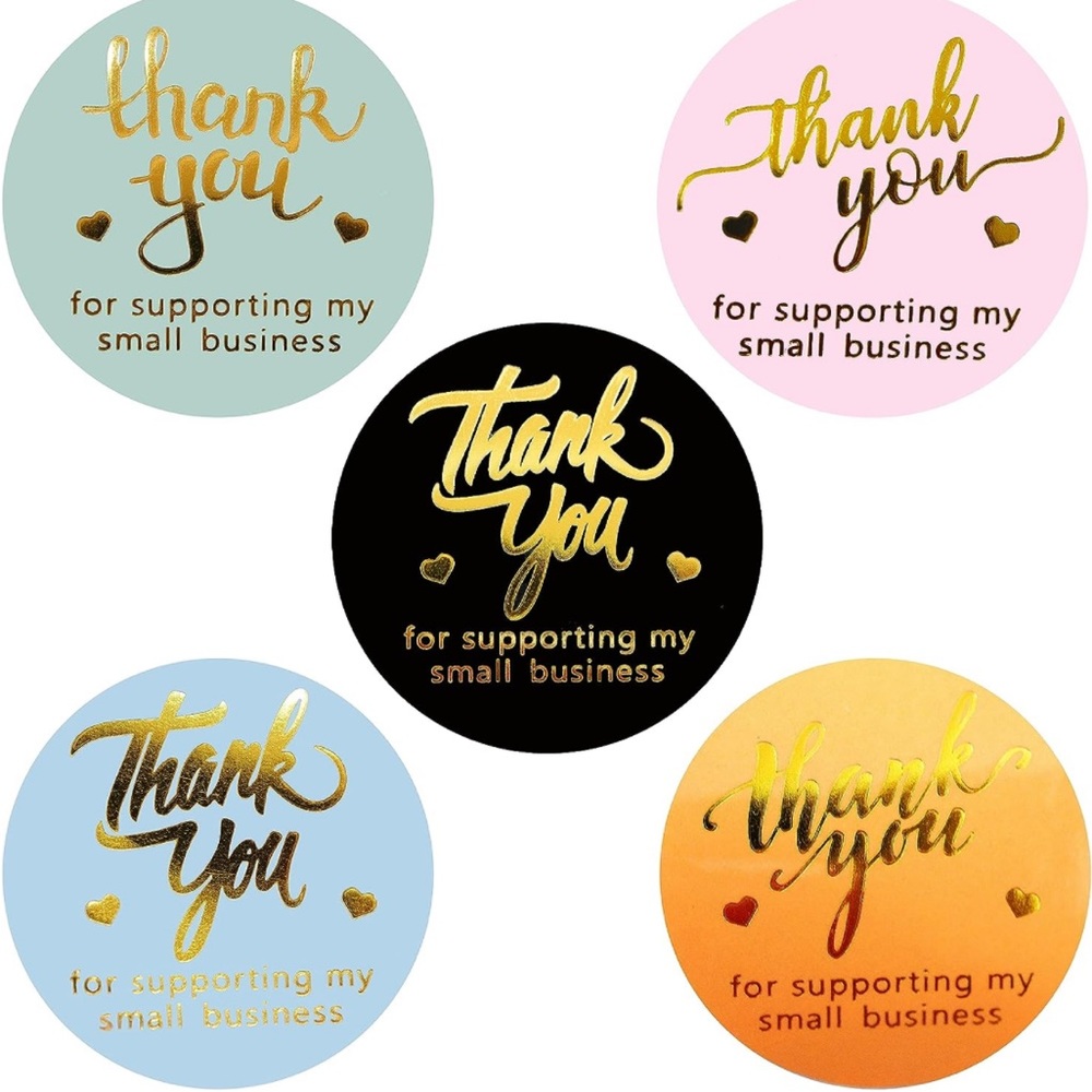 100 Thank You Stickers for Small Business Beautiful Color Design 1.5”